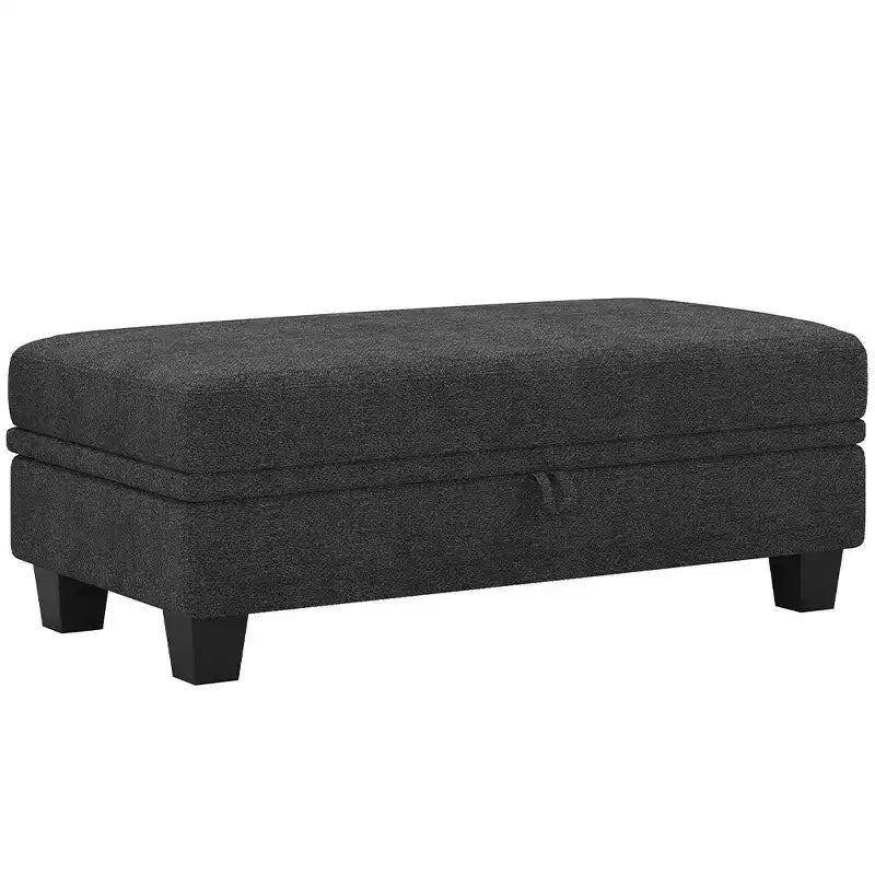 Pouffe de rangement en chenille noire 46