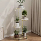 Meuble de support pour plantes d'angle roulant avec roulettes, grande étagère métallique moderne, support mobile pour fleurs d'intérieur pour bureau et salon