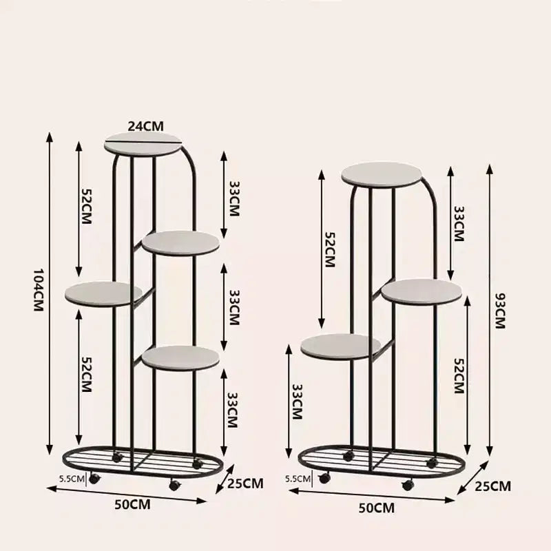 Meuble de support pour plantes d'angle roulant avec roulettes, grande étagère métallique moderne, support mobile pour fleurs d'intérieur pour bureau et salon