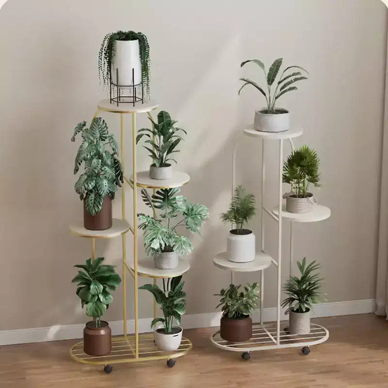 Meuble de support pour plantes d'angle roulant avec roulettes, grande étagère métallique moderne, support mobile pour fleurs d'intérieur pour bureau et salon