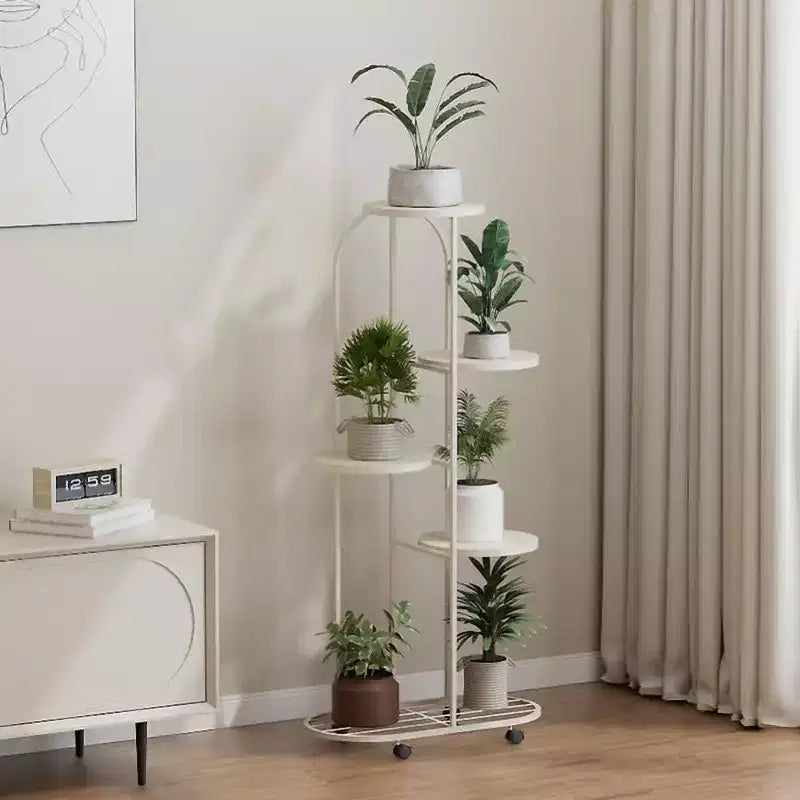 Meuble de support pour plantes d'angle roulant avec roulettes, grande étagère métallique moderne, support mobile pour fleurs d'intérieur pour bureau et salon