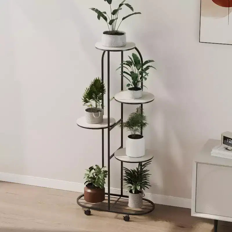 Meuble de support pour plantes d'angle roulant avec roulettes, grande étagère métallique moderne, support mobile pour fleurs d'intérieur pour bureau et salon