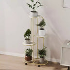 Meuble de support pour plantes d'angle roulant avec roulettes, grande étagère métallique moderne, support mobile pour fleurs d'intérieur pour bureau et salon