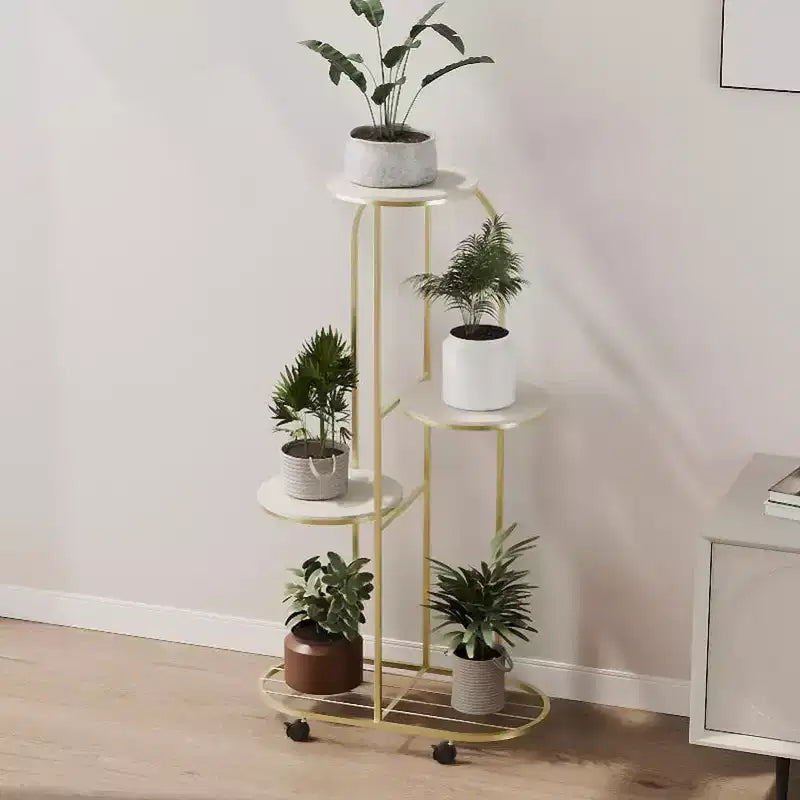 Meuble de support pour plantes d'angle roulant avec roulettes, grande étagère métallique moderne, support mobile pour fleurs d'intérieur pour bureau et salon
