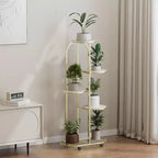Meuble de support pour plantes d'angle roulant avec roulettes, grande étagère métallique moderne, support mobile pour fleurs d'intérieur pour bureau et salon