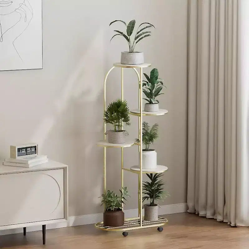 Meuble de support pour plantes d'angle roulant avec roulettes, grande étagère métallique moderne, support mobile pour fleurs d'intérieur pour bureau et salon