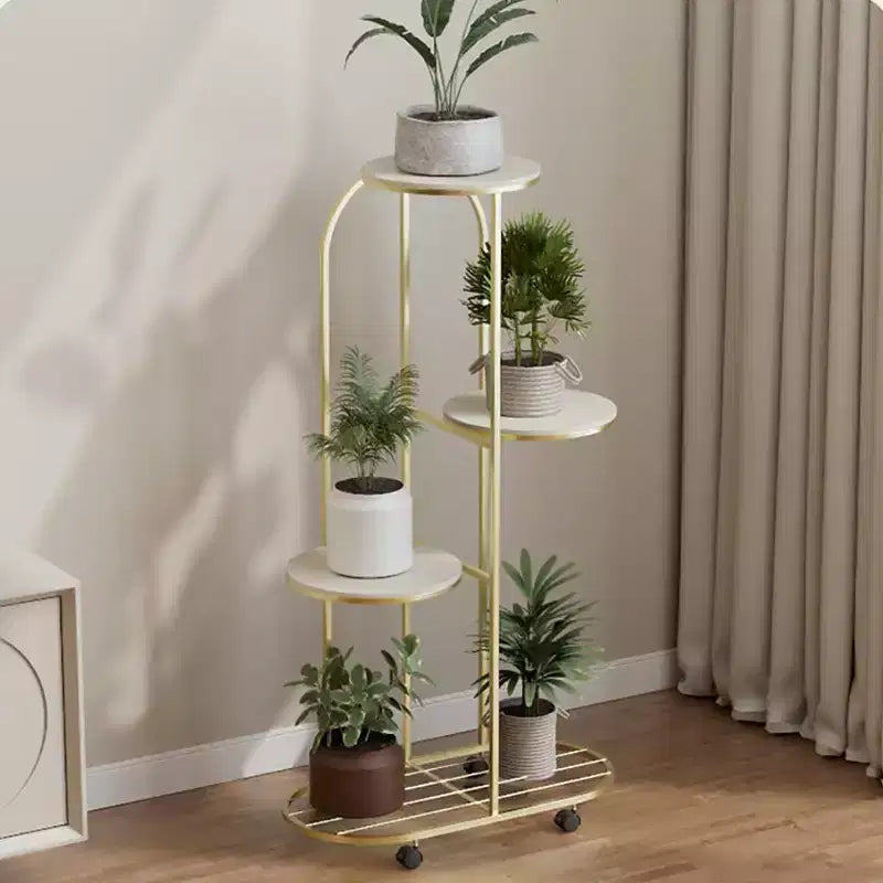 Meuble de support pour plantes d'angle roulant avec roulettes, grande étagère métallique moderne, support mobile pour fleurs d'intérieur pour bureau et salon