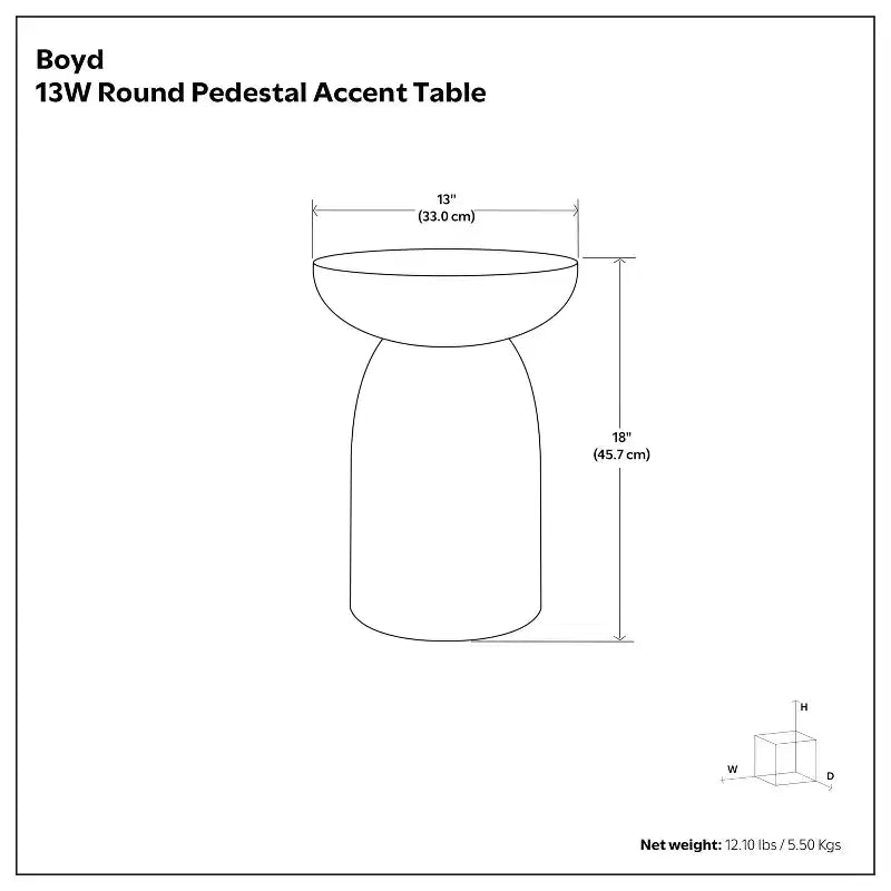 Table d'appoint contemporaine en bois massif de 33 cm de large Willis