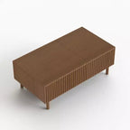 Table basse relevable moderne en noyer de 129 cm avec design cannelé et 2 tiroirs de rangement Gaoyangjiaju