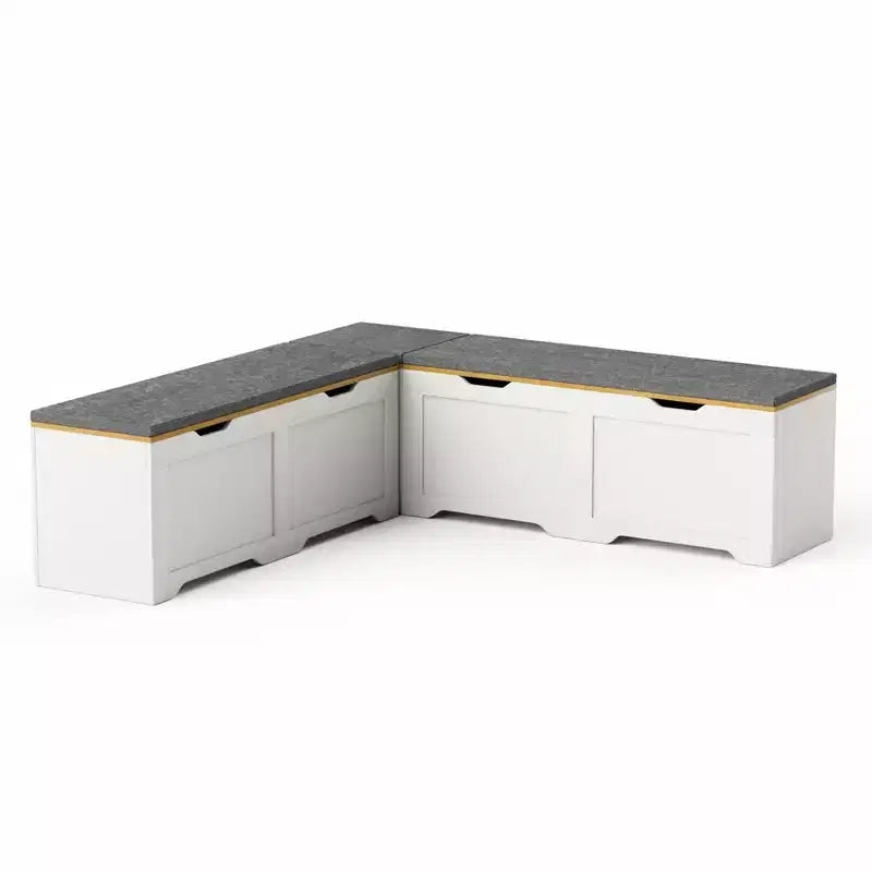 Banc d'angle en L avec rangement, banc de coin cuisine avec coussin amovible, banc sans dossier en bois pour salle à manger, entrée
