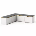 Banc d'angle en L avec rangement, banc de coin cuisine avec coussin amovible, banc sans dossier en bois pour salle à manger, entrée