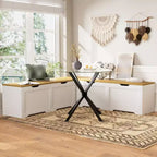 Banc d'angle en L avec rangement, banc de coin cuisine avec coussin amovible, banc sans dossier en bois pour salle à manger, entrée