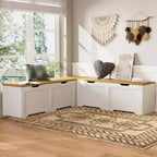 Banc d'angle en L avec rangement, banc de coin cuisine avec coussin amovible, banc sans dossier en bois pour salle à manger, entrée