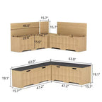 Banc d'angle en L avec rangement, banc de coin cuisine avec coussin amovible, banc sans dossier en bois pour salle à manger, entrée