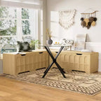 Banc d'angle en L avec rangement, banc de coin cuisine avec coussin amovible, banc sans dossier en bois pour salle à manger, entrée
