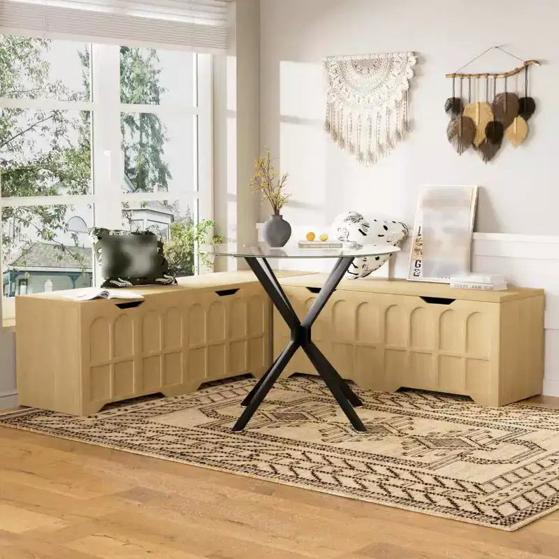 Banc d'angle en L avec rangement, banc de coin cuisine avec coussin amovible, banc sans dossier en bois pour salle à manger, entrée