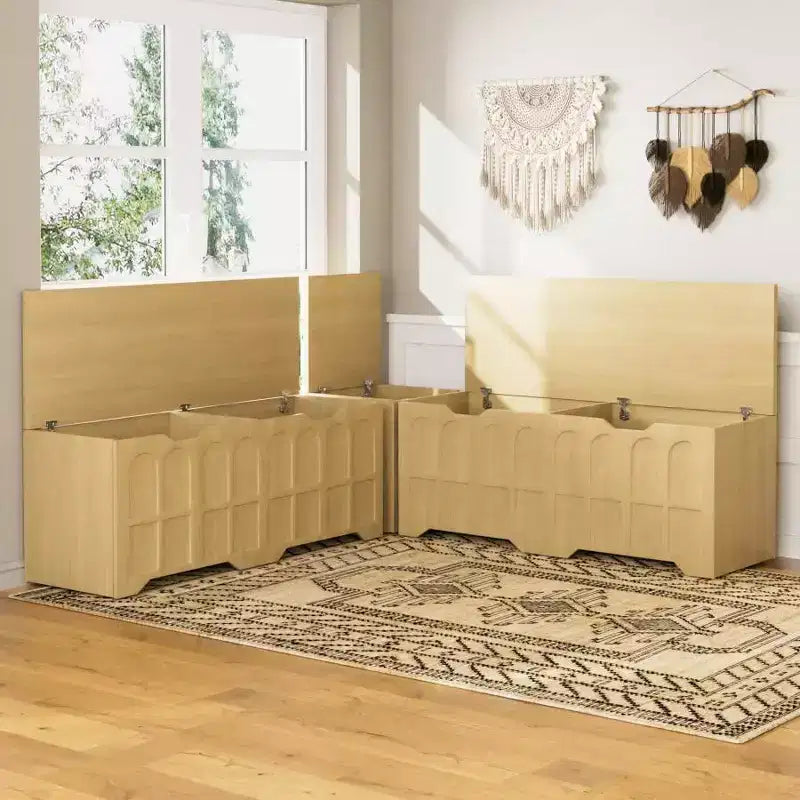 Banc d'angle en L avec rangement, banc de coin cuisine avec coussin amovible, banc sans dossier en bois pour salle à manger, entrée