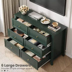 Commode moderne en bois à 6 tiroirs, grande commode avec tiroirs profonds et poignées en métal, armoire de rangement pour chambre à coucher, entrée et couloir