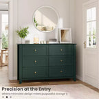 Commode moderne en bois à 6 tiroirs, grande commode avec tiroirs profonds et poignées en métal, armoire de rangement pour chambre à coucher, entrée et couloir