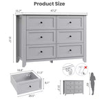 Commode moderne en bois à 6 tiroirs, grande commode avec tiroirs profonds et poignées en métal, armoire de rangement pour chambre à coucher, entrée et couloir