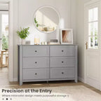 Commode moderne en bois à 6 tiroirs, grande commode avec tiroirs profonds et poignées en métal, armoire de rangement pour chambre à coucher, entrée et couloir