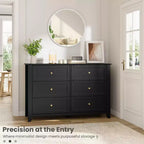 Commode moderne en bois à 6 tiroirs, grande commode avec tiroirs profonds et poignées en métal, armoire de rangement pour chambre à coucher, entrée et couloir