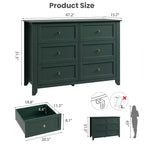 Commode moderne en bois à 6 tiroirs, grande commode avec tiroirs profonds et poignées en métal, armoire de rangement pour chambre à coucher, entrée et couloir