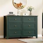 Commode moderne en bois à 6 tiroirs, grande commode avec tiroirs profonds et poignées en métal, armoire de rangement pour chambre à coucher, entrée et couloir