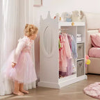 BALHAM TRADE-Armoires Enfants avec Miroir et Organiseur de Costumes avec Penderie 3 Étagères, pour Chambre à Coucher