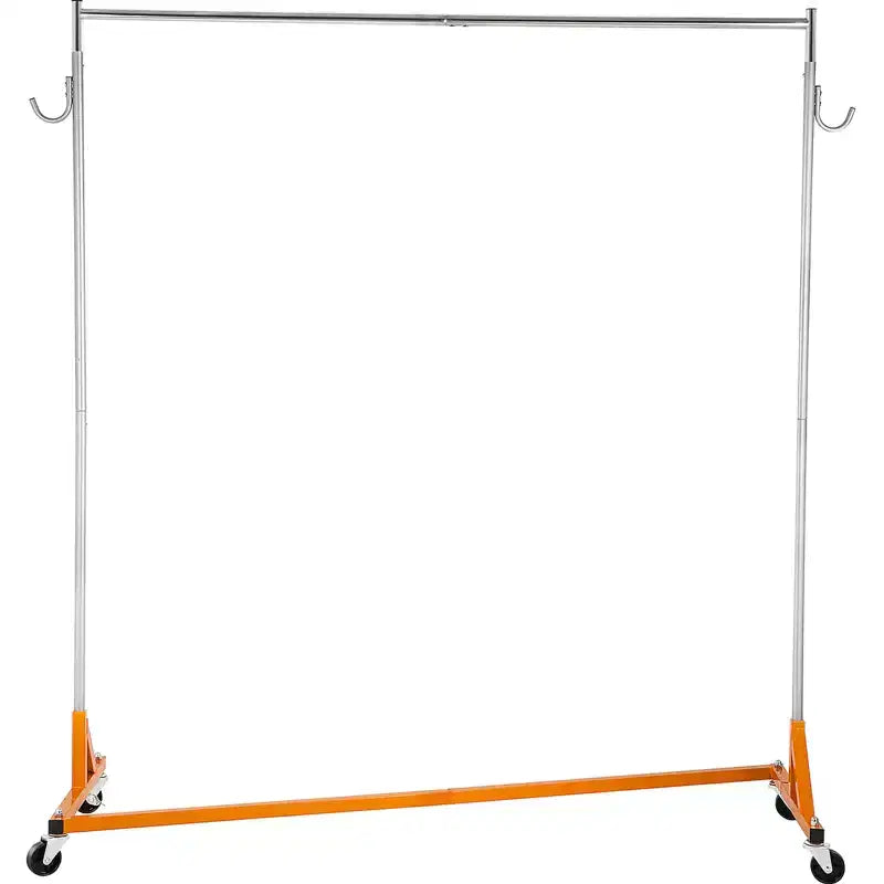 VEVOR Z Rack, Industrial Grade Z Base Garment Rack, Rolling Z Garment Rack, Sturdy Steel Z Base Clothing Rack with Lockable Casters, Orange&Silver