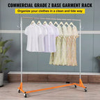 Portant à vêtements Z VEVOR, portant à vêtements à base Z de qualité industrielle, portant à vêtements roulant Z, portant à vêtements robuste en acier à base Z avec roulettes verrouillables, orange et argent