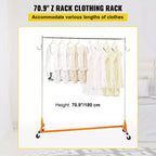 Portant à vêtements Z VEVOR, portant à vêtements à base Z de qualité industrielle, portant à vêtements roulant Z, portant à vêtements robuste en acier à base Z avec roulettes verrouillables, orange et argent