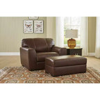 Signature Design by Ashley Creazzo Ottoman, coussin en cuir pleine fleur, marron canyon