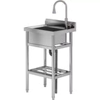 24x20x42 Stainless Steel Utility Sink,Freestanding Single Bowl with Hot & Cold Water Faucet, Commercial Kitchen Laundry Bathroom Garage Garden Sink