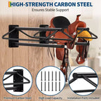 Support de selle mural par lot de 2/4/6, en acier au carbone robuste, avec double barre de protection pour selles anglaises et western, rangement pour matériel d'équitation