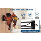 Support de selle mural par lot de 2/4/6, en acier au carbone robuste, avec double barre de protection pour selles anglaises et western, rangement pour matériel d'équitation