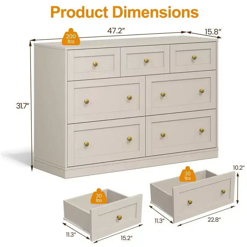Commode à 7 tiroirs pour chambre à coucher