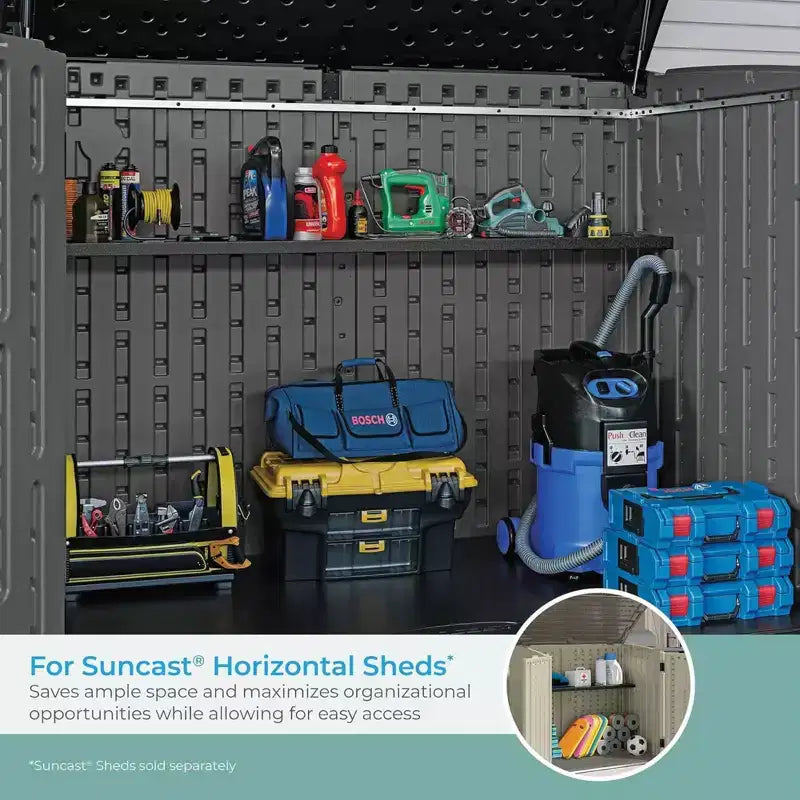 Suncast Lot de 2 kits d'étagères murales horizontales/verticales XL pour abri de jardin, noir