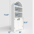 Armoire de rangement arquée en bois de 72 po avec 5 étagères, armoire de cuisine avec portes et étagères ouvertes, bibliothèque et placard polyvalents pour salon