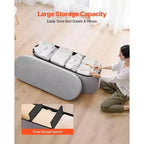 VIYET 44.49 Banc de rangement ottoman ovale pliable en molleton d'ours gris, 300 kg pour chambre/entrée/salon