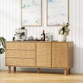 Buffet Cabinet, Sideboard with Storage - 61 Modern Fluted Design with 3 Drawers & 2 Doors for Dining Room, Kitchen, Living Room