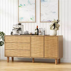 Buffet Cabinet, Sideboard with Storage - 61 Modern Fluted Design with 3 Drawers & 2 Doors for Dining Room, Kitchen, Living Room