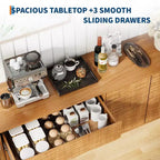 Meuble Buffet, Bahut avec Rangement – Design Cannelé Moderne de 61" avec 3 Tiroirs et 2 Portes pour Salle à Manger, Cuisine, Salon