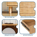 Meuble Buffet, Bahut avec Rangement – Design Cannelé Moderne de 61" avec 3 Tiroirs et 2 Portes pour Salle à Manger, Cuisine, Salon