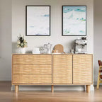 Meuble Buffet, Bahut avec Rangement – Design Cannelé Moderne de 61" avec 3 Tiroirs et 2 Portes pour Salle à Manger, Cuisine, Salon