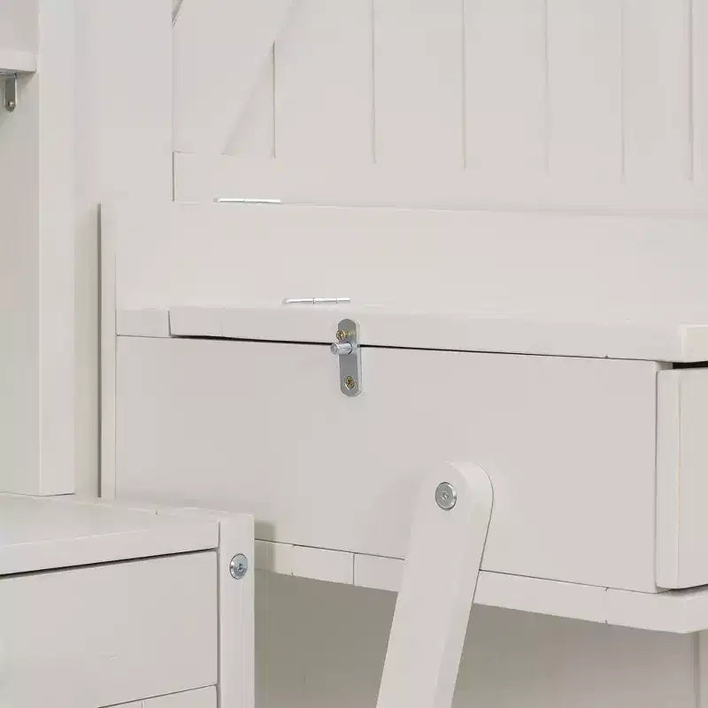 Lit escamotable mural Whisen Queen avec bureau et rangement, lit mural en bois avec armoires et tiroirs