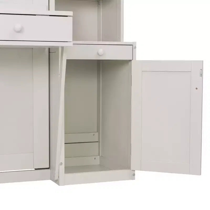 Lit escamotable mural Whisen Queen avec bureau et rangement, lit mural en bois avec armoires et tiroirs