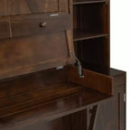 Lit escamotable mural Whisen Queen avec bureau et rangement, lit mural en bois avec armoires et tiroirs