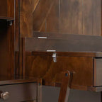 Lit escamotable mural Whisen Queen avec bureau et rangement, lit mural en bois avec armoires et tiroirs