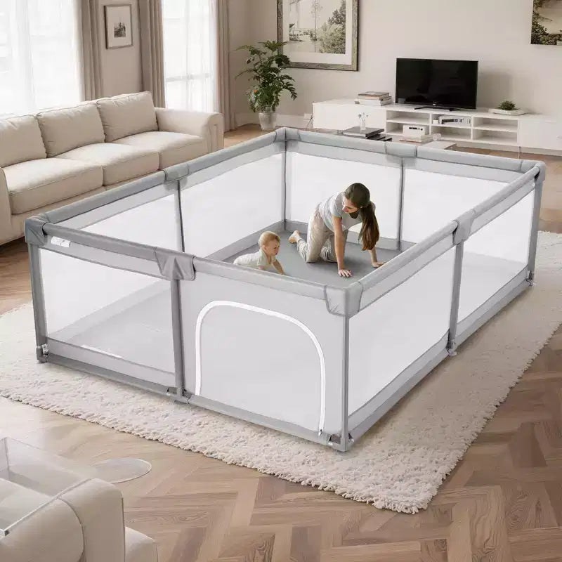 Parc pour bébé VEVOR, très grand parc de 78,7 x 70,3, parc pour bébé intérieur/extérieur, centre d'activités de sécurité sans espace, 50 balles de l'océan, gris